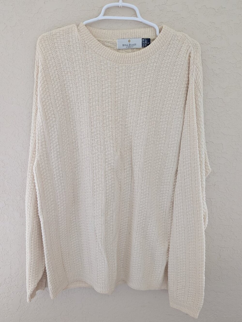 Vintage Bill Blass 100% Cotton Made in USA Cable Knit Sweater Size L